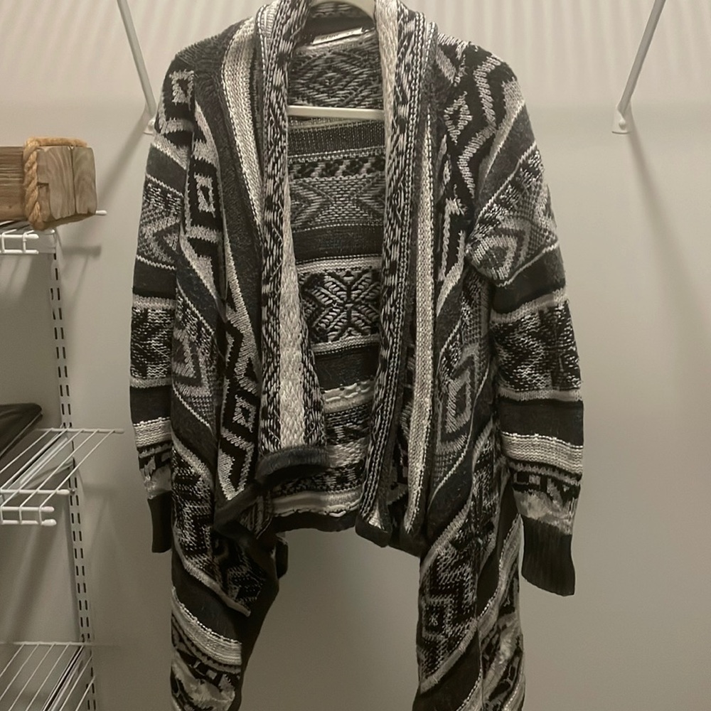 Grey knit thick cardigan